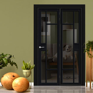 Image: Urban Ultimate® Room Divider Jura 5 Pane 1 Panel Door DD6431T - Tinted Glass with Matching Side - Colour & Size Options