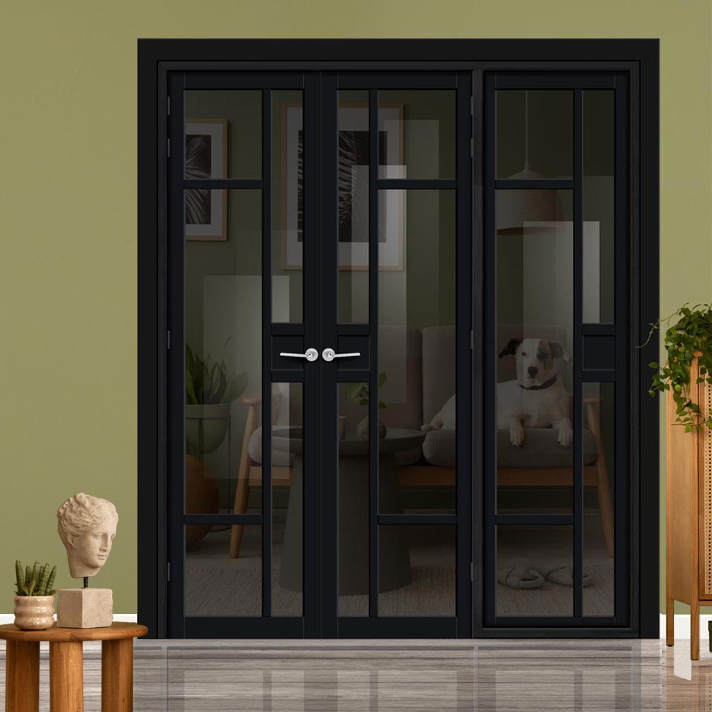 Urban Ultimate® Room Divider Jura 5 Pane 1 Panel Door Pair DD6431T - Tinted Glass with Matching Side - Colour & Size Options
