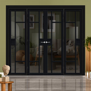 Image: Urban Ultimate® Room Divider Jura 5 Pane 1 Panel Door Pair DD6431T - Tinted Glass with Matching Sides - Colour & Size Options