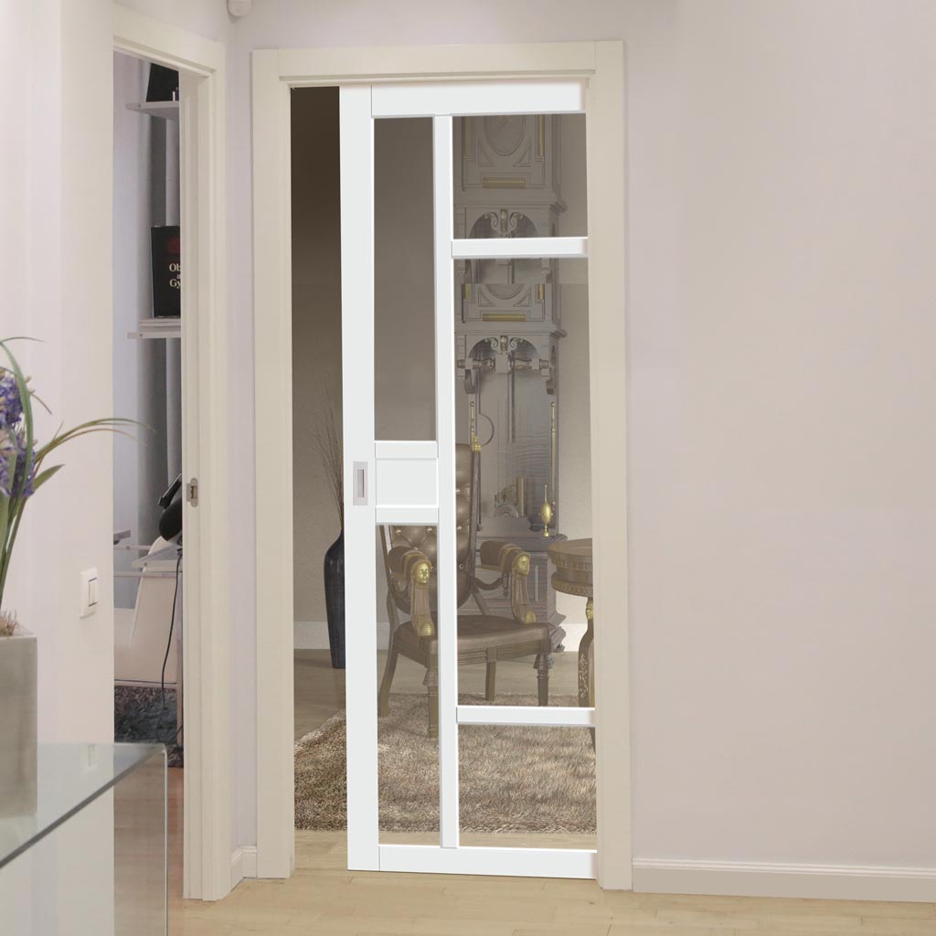 Handmade Eco-Urban® Jura 5 Pane 1 Panel Single Evokit Pocket Door DD6431G Clear Glass - Colour & Size Options