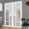 Eco-Urban Jura 5 Pane 1 Panel Solid Wood Internal Door Pair UK Made DD6431SG Frosted Glass - Eco-Urban® Cloud White Premium Primed