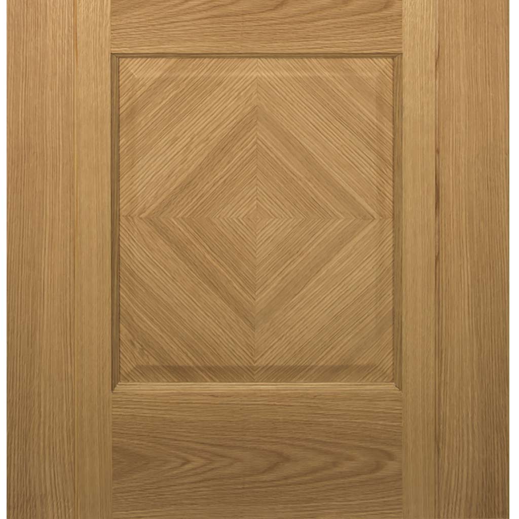 Kensington Oak Panel Absolute Evokit Single Pocket Door Detail - Clear Bevelled Glass - Prefinished