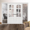 WhiteRoom Divider - Kent 6 Pane Bevelled Clear Glass Primed Door Pair with Full Glass Sides