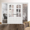 ThruEasi White Room Divider - Kent 6 Pane Bevelled Clear Glass Primed Door Pair with Full Glass Sides