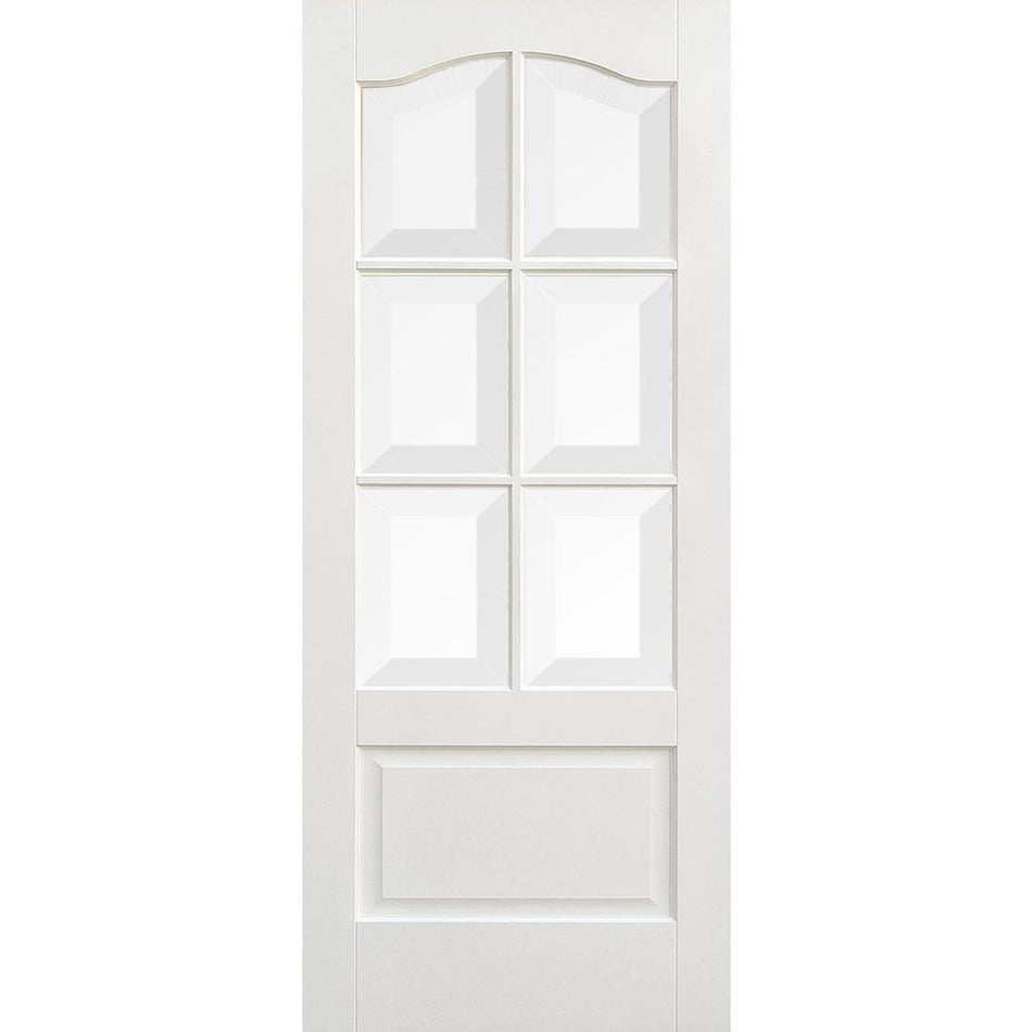 WhiteRoom Divider - Kent 6 Pane Bevelled Clear Glass Primed Door with Full Glass Side