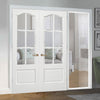 WhiteRoom Divider - Kent 6 Pane Bevelled Clear Glass Primed Door Pair with Full Glass Side