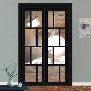 Image: Urban Ultimate® Room Divider Kochi 8 Pane Door DD6415C with Matching Side - Clear Glass - Colour & Height Options