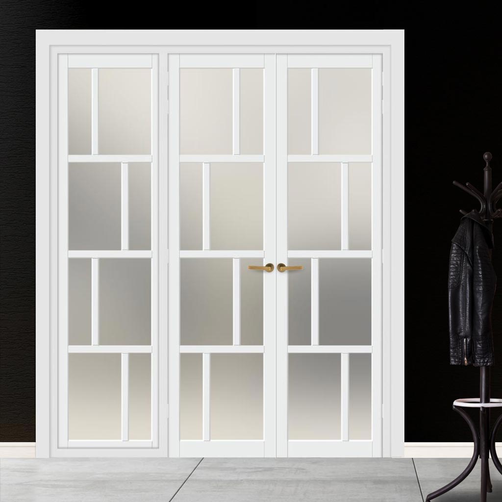Urban Ultimate® Room Divider Kochi 8 Pane Door Pair DD6415F - Frosted Glass with Matching Side - Colour & Size Options