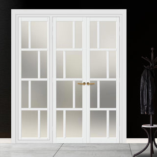 Image: Urban Ultimate® Room Divider Kochi 8 Pane Door Pair DD6415F - Frosted Glass with Matching Side - Colour & Size Options