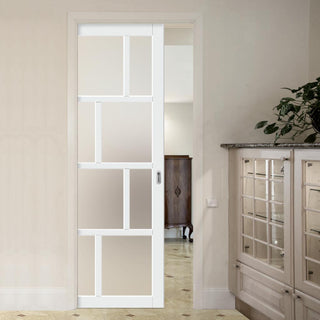 Image: Bespoke Handmade Eco-Urban® Kochi 8 Pane Single Evokit Pocket Door DD6415SG Frosted Glass - Colour Options