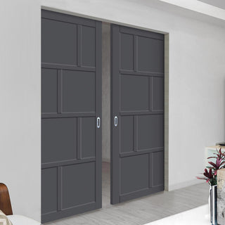Image: Handmade Eco-Urban® Kochi 8 Panel Double Absolute Evokit Pocket Door DD6415 - Colour & Size Options