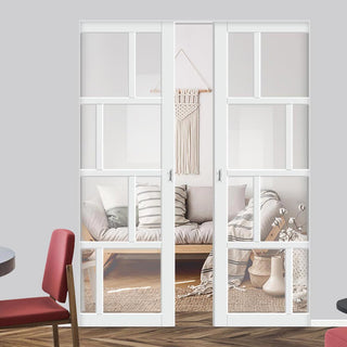 Image: Handmade Eco-Urban® Kochi 8 Pane Double Absolute Evokit Pocket Door DD6415G Clear Glass - Colour & Size Options