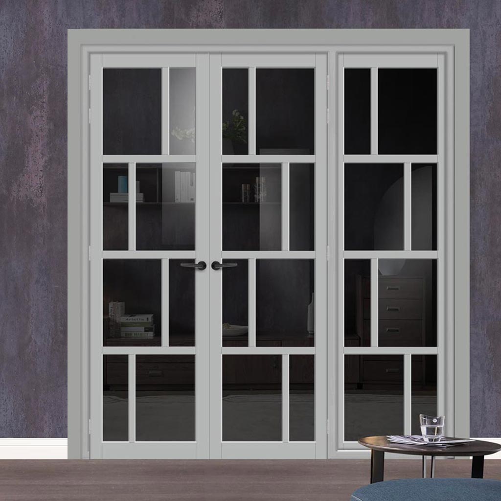 Urban Ultimate® Room Divider Kochi 8 Pane Door Pair DD6415T - Tinted Glass with Matching Side - Colour & Size Options