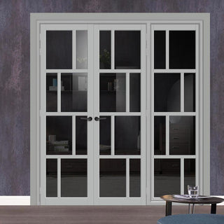 Image: Urban Ultimate® Room Divider Kochi 8 Pane Door Pair DD6415T - Tinted Glass with Matching Side - Colour & Size Options