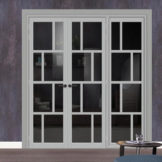 Image: Urban Ultimate® Room Divider Kochi 8 Pane Door Pair DD6415T - Tinted Glass with Full Glass Side - Colour & Size Options