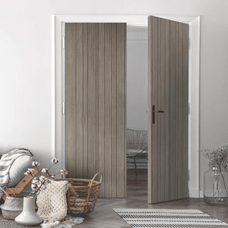 Image: Laminate Montreal Light Grey Internal Door Pair - 30 Minute Fire Rated - Prefinished