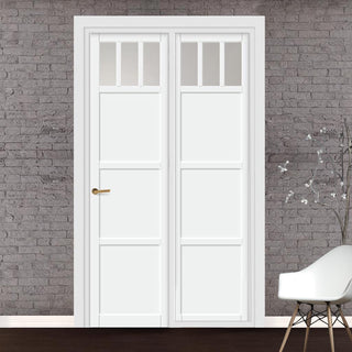 Image: Urban Ultimate® Room Divider Lagos 3 Pane 3 Panel Door DD6427F - Frosted Glass with Full Glass Side - Colour & Size Options
