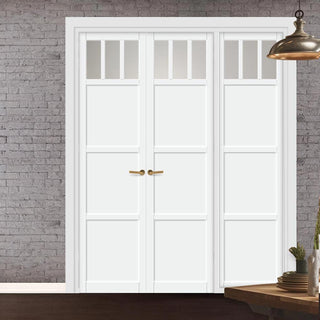 Image: Urban Ultimate® Room Divider Lagos 3 Pane 3 Panel Door Pair DD6427F - Frosted Glass with Matching Side - Colour & Size Options