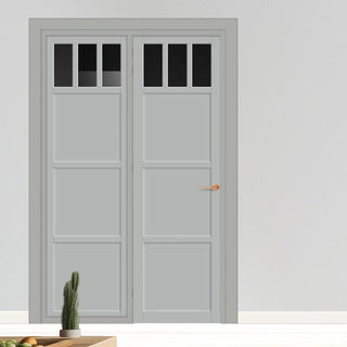 Image: Urban Ultimate® Room Divider Lagos 3 Pane 3 Panel Door DD6427T - Tinted Glass with Matching Side - Colour & Size Options