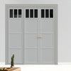 Urban Ultimate® Room Divider Lagos 3 Pane 3 Panel Door Pair DD6427T - Tinted Glass with Matching Side - Colour & Size Options