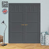 Lagos 6 Panel Solid Wood Internal Door Pair UK Made DD6427 - Eco-Urban® Stormy Grey Premium Primed