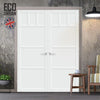Lagos 6 Panel Solid Wood Internal Door Pair UK Made DD6427 - Eco-Urban® Cloud White Premium Primed