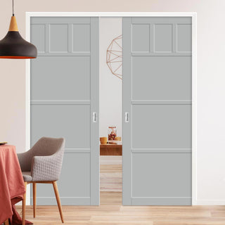 Image: Bespoke Handmade Eco-Urban® Lagos 6 Panel Double Evokit Pocket Door DD6427 - Colour Options