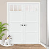 Eco-Urban Lagos 3 Pane 3 Panel Solid Wood Internal Door Pair UK Made DD6427SG Frosted Glass - Eco-Urban® Cloud White Premium Primed