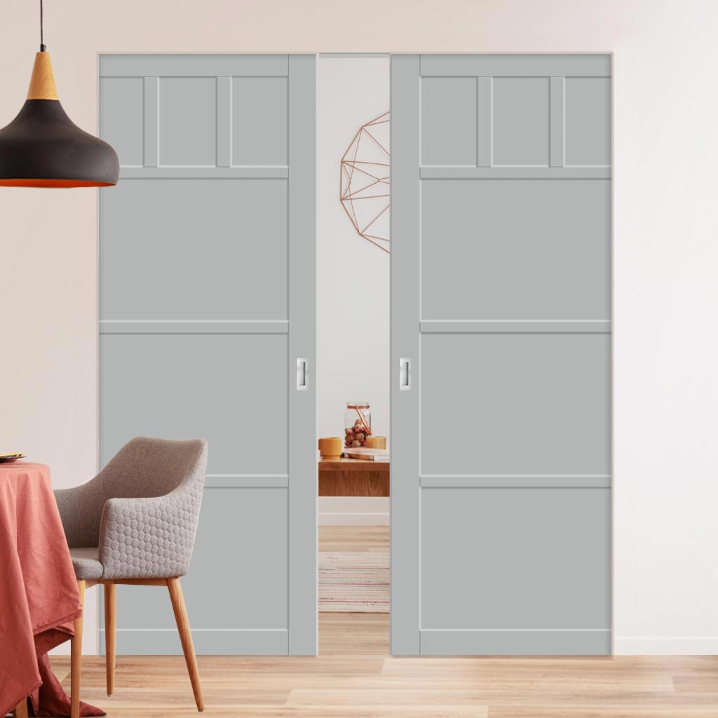 Handmade Eco-Urban® Lagos 6 Panel Double Absolute Evokit Pocket Door DD6427 - Colour & Size Options