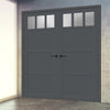 Handmade Eco-Urban Lagos 3 Pane 3 Panel Door Pair DD6427SG Frosted Glass - Dark Grey Premium Primed