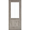 Laminate Mexicano Light Grey Door Pair - Etched Clear Glass - Prefinished