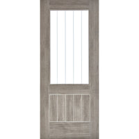 Laminate Mexicano Light Grey Door Pair - Etched Clear Glass - Prefinished