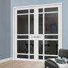 Leith 9 Pane Solid Wood Internal Door Pair UK Made DD6316 - Tinted Glass - Eco-Urban® Cloud White Premium Primed