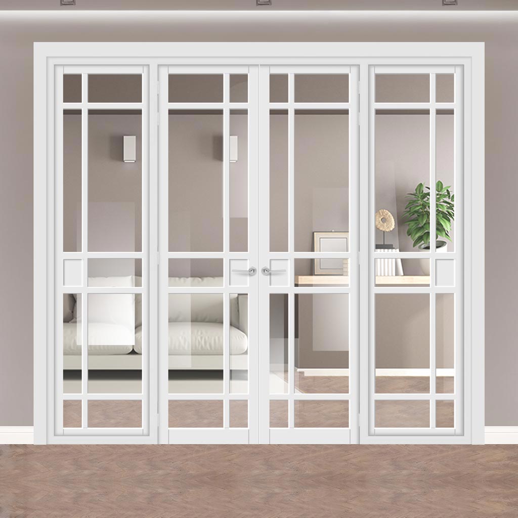 Urban Ultimate® Room Divider Leith 9 Pane Door Pair DD6316C with Matching Sides - Clear Glass - Colour & Height Options