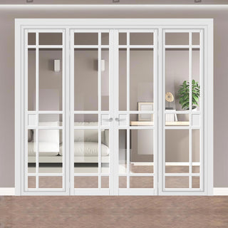 Image: Urban Ultimate® Room Divider Leith 9 Pane Door Pair DD6316C with Matching Sides - Clear Glass - Colour & Height Options
