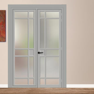 Image: Urban Ultimate® Room Divider Leith 9 Pane Door DD6316F - Frosted Glass with Matching Side - Colour & Size Options