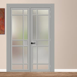 Image: Urban Ultimate® Room Divider Leith 9 Pane Door DD6316F - Frosted Glass with Full Glass Side - Colour & Size Options