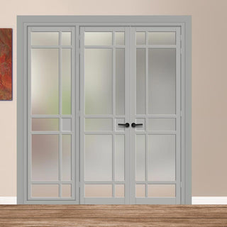 Image: Urban Ultimate® Room Divider Leith 9 Pane Door Pair DD6316F - Frosted Glass with Full Glass Side - Colour & Size Options