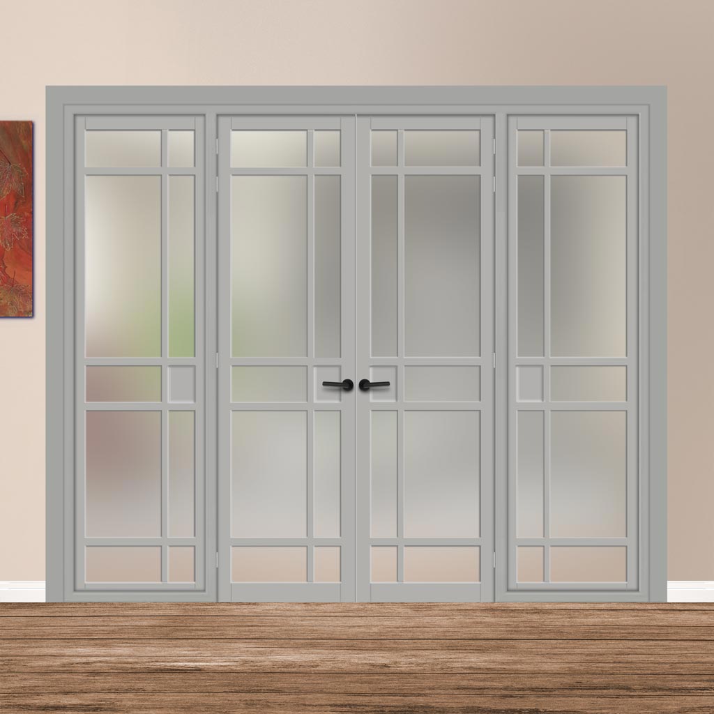 Urban Ultimate® Room Divider Leith 9 Pane Door Pair DD6316F - Frosted Glass with Full Glass Sides - Colour & Size Options