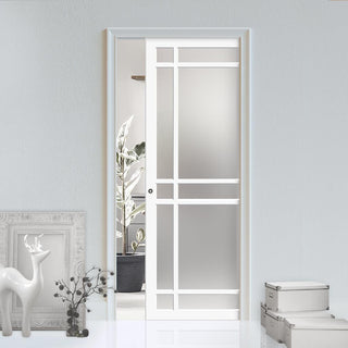 Image: Bespoke Handmade Eco-Urban® Leith 9 Pane Single Evokit Pocket Door DD6316SG - Frosted Glass - Colour Options