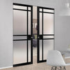 Handmade Eco-Urban Leith 9 Pane Double Absolute Evokit Pocket Door DD6316SG - Frosted Glass - Colour & Size Options