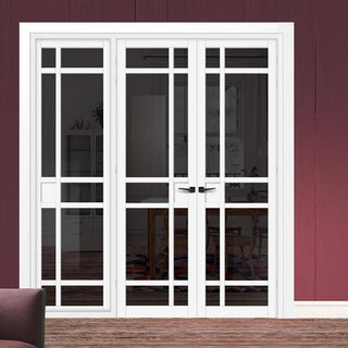 Image: Urban Ultimate® Room Divider Leith 9 Pane Door Pair DD6316T - Tinted Glass with Matching Side - Colour & Size Options