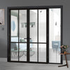 ThruEasi Black Room Divider - Liberty 4 Pane Primed Clear Glass Unfinished Door Pair with Full Glass Side