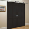 Sirius Tubular Stainless Steel Sliding Track & Liberty 4 Panel Double Door - Black Painted - Prefinished