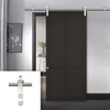 Saturn Tubular Stainless Steel Sliding Track & Liberty 4 Panel Door - Black Painted - Prefinished