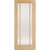 Single Sliding Door & Wall Track - Lincoln 3 Pane Oak Door - Frosted Glass - Unfinished