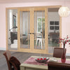 OakRoom Divider - Lincoln 3 Pane Clear Glass Unfinished Door Pair with Full Glass Sides