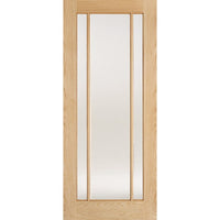 Minimalist Wardrobe Door & Frame Kit - Two Lincoln Glazed Oak Doors - Frosted Glass - Unfinished