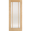 Double Sliding Door & Track - Lincoln 3 Pane Oak Doors - Frosted Glass - Unfinished