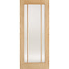 Double Sliding Door & Track - Lincoln 3 Pane Oak Doors - Frosted Glass - Unfinished